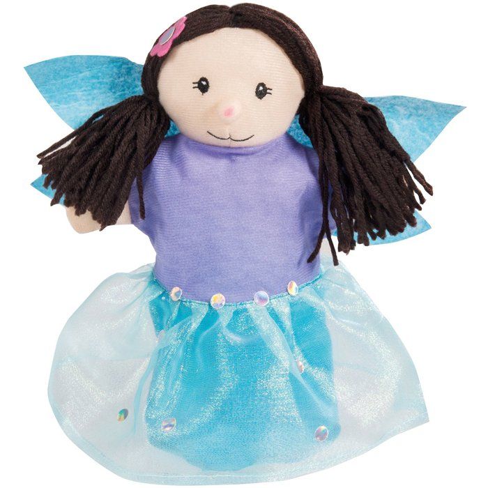 Set de 4 marionnettes a main - ROBA - Fée enchanteresse, Licorne en peluche, Dragon et Fier chevalier - Vert / Bleu / Turquoise