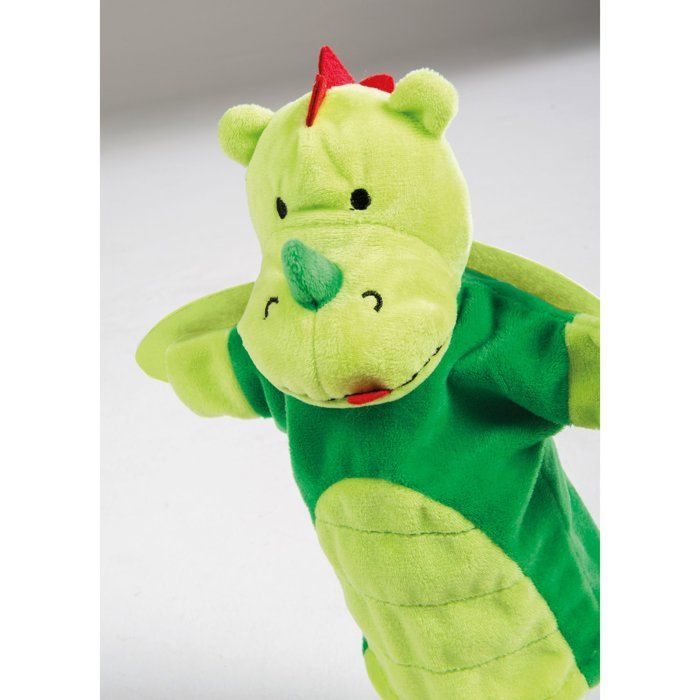Set de 4 marionnettes a main - ROBA - Fée enchanteresse, Licorne en peluche, Dragon et Fier chevalier - Vert / Bleu / Turquoise