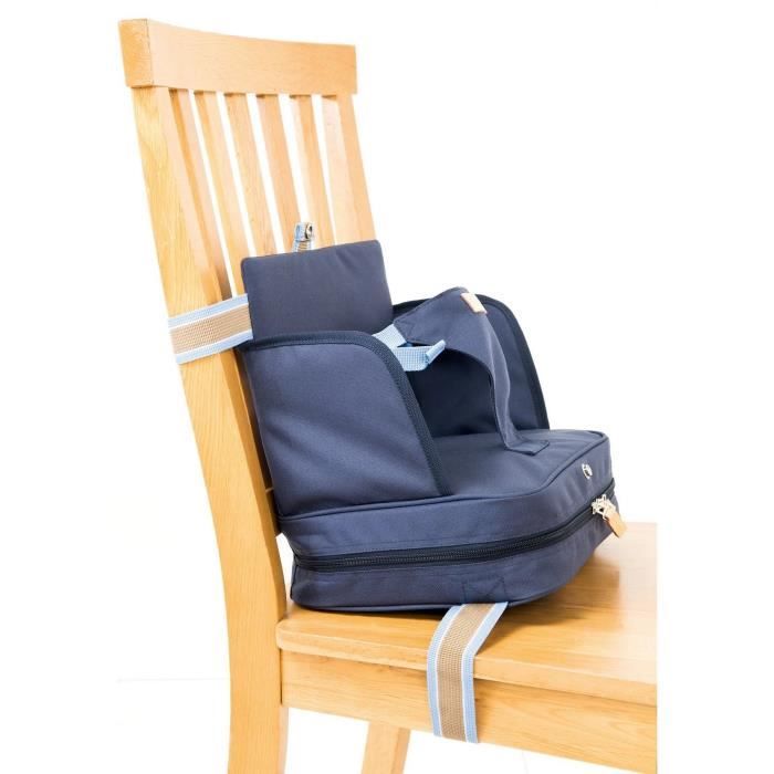 Réhausseur de chaise bébé - ROBA - Pliable - Coussin gonflable - Ceinture ajustable - 6 mois / 3 Ans (15 Kg) - Bleu marine