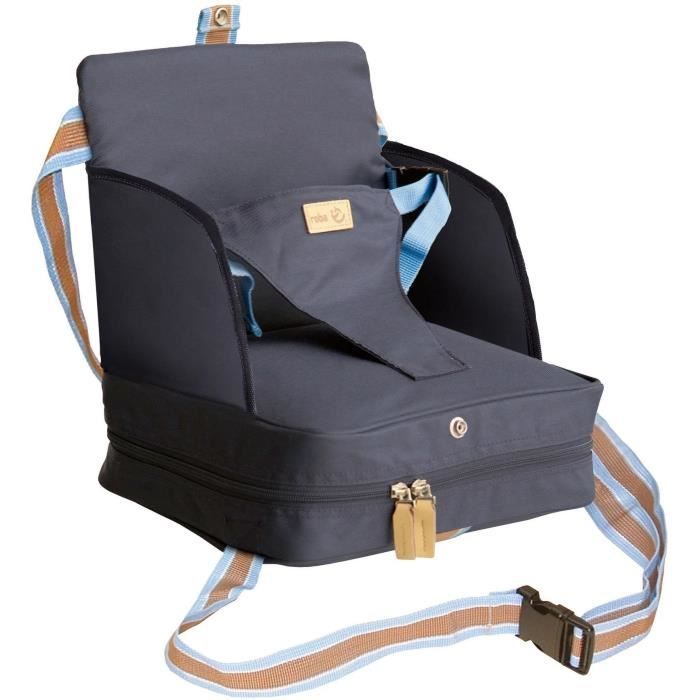 Réhausseur de chaise bébé - ROBA - Pliable - Coussin gonflable - Ceinture ajustable - 6 mois / 3 Ans (15 Kg) - Bleu marine