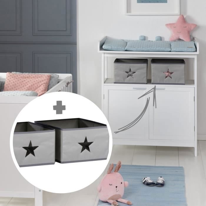 Commode a langer - ROBA - HAMBURG - 2 portes + 2 boîtes de rangement - Blanc