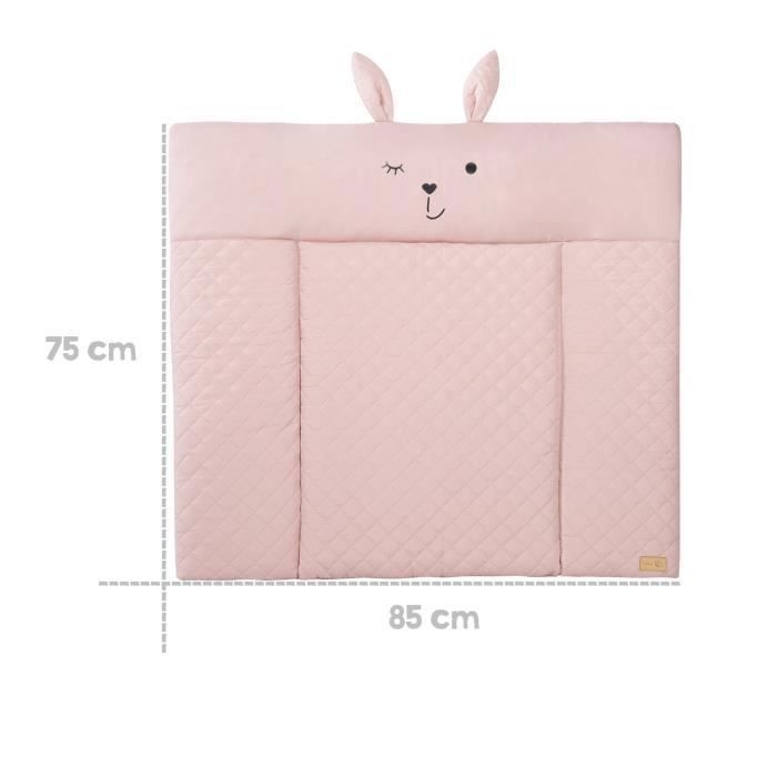Matelas a langer - ROBA - Visage de lapin Lily Rosa - 85 x 75 cm - Rose