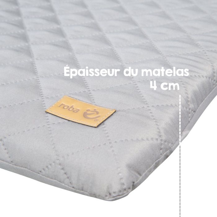Matelas a langer - ROBA - Visage d'ours Sammy - 85 x 75 cm - Gris