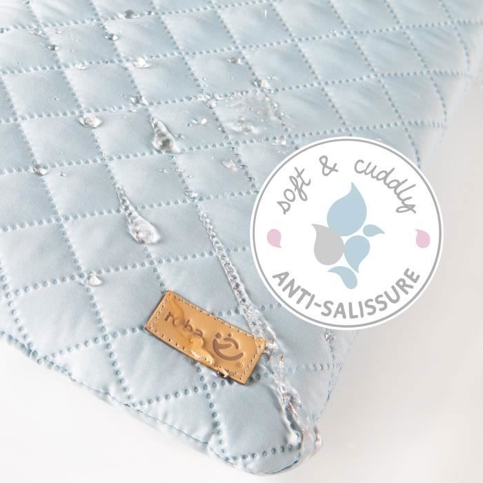 Matelas a langer - ROBA - Visage d'ours Benny - 85 x 75 cm - Bleu clair
