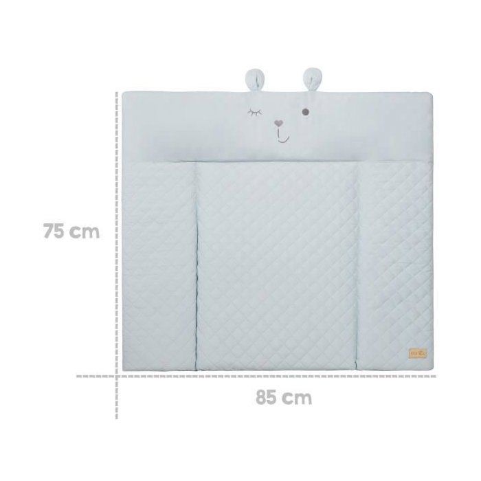 Matelas a langer - ROBA - Visage d'ours Benny - 85 x 75 cm - Bleu clair
