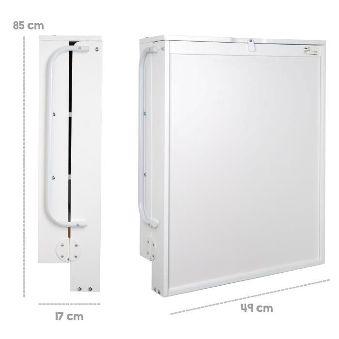 Table a langer murale - 66 x 76,5 x 79 cm - ROBA - Pliable - Blanc