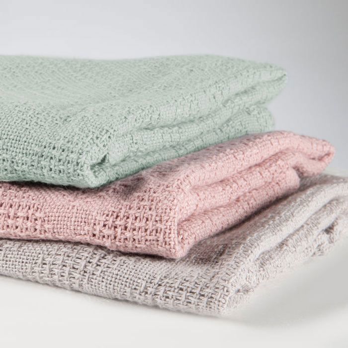 Couverture bébé - ROBA - LIL PLANET - 80 x 80 cm - Coton biologique - Pois éponge - Vert givré