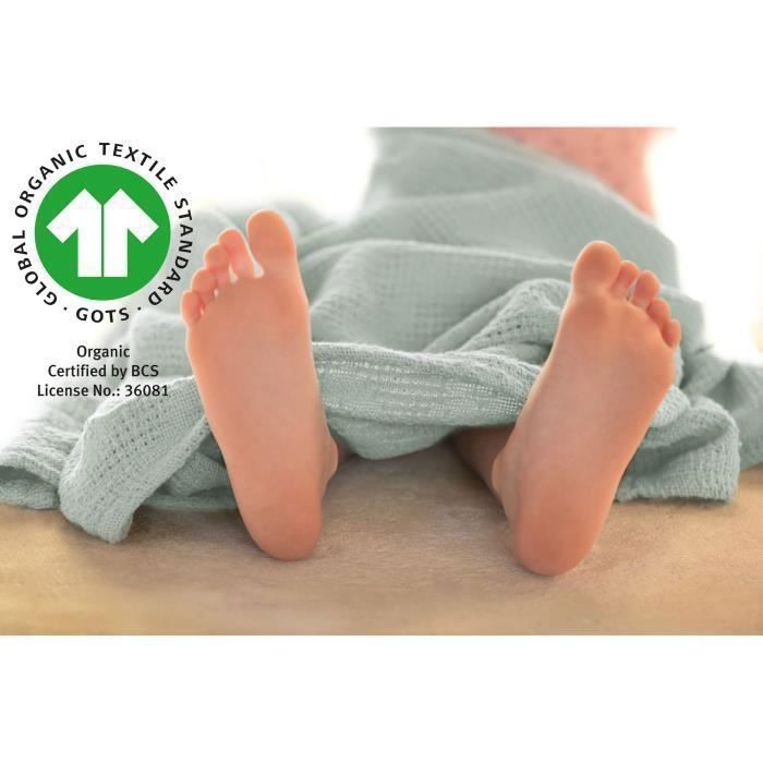 Couverture bébé - ROBA - LIL PLANET - 80 x 80 cm - Coton biologique - Pois éponge - Vert givré