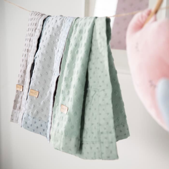 ROBA Couverture Bébé Bio Lil Planet 80x80 cm Certifié GOTS - Motif Pois - Vert