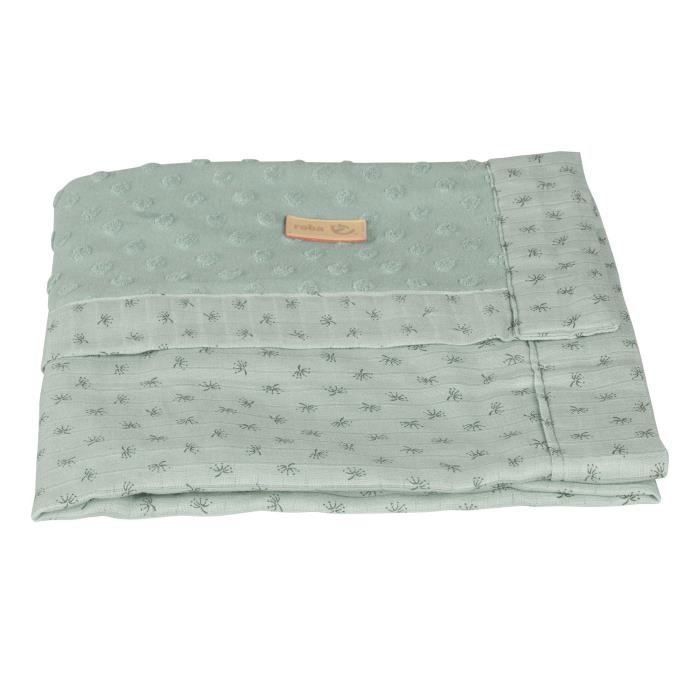 ROBA Couverture Bébé Bio Lil Planet 80x80 cm Certifié GOTS - Motif Pois - Vert
