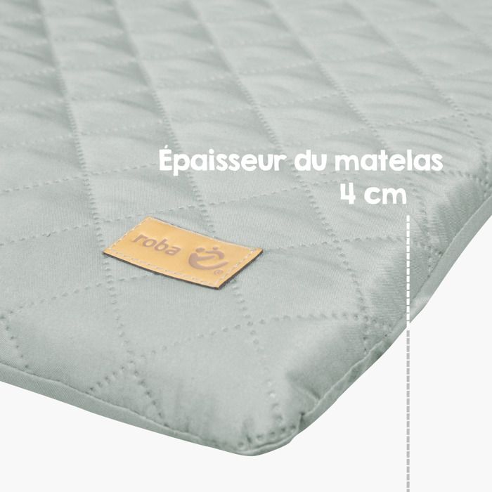 Matelas a langer - ROBA - Visage de lapin - 85 x 75 cm - Vert givré