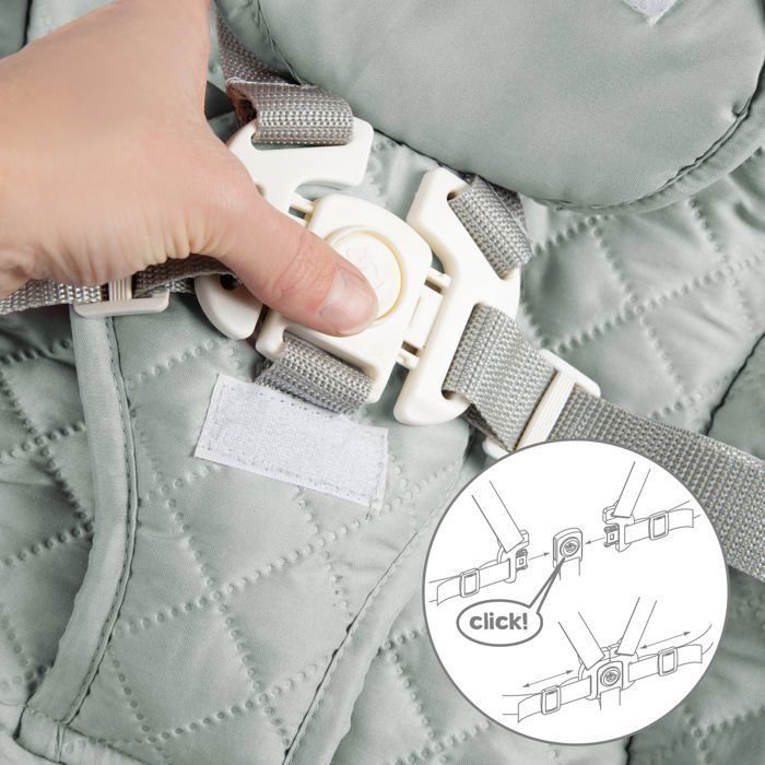 Chaise haute évolutive 2-en-1 - ROBA - BORN UP - Transat inclinable vert givré 'Roba Style' inclus - Bois naturel