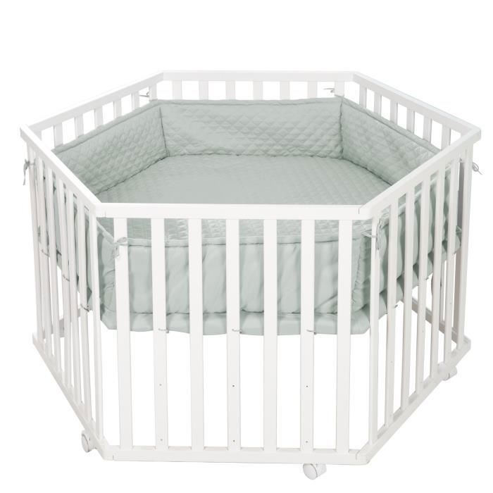 Tapis de parc bébé - ROBA - Pour parc hexagonal - Rembourré - Vert givré