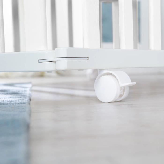 Parc bébé pliable - ROBA - LITTLE STARS - 75 x 100 cm - Réglable en hauteur - 4 Roues freinées - Bois Laqué Blanc - Motif Étoile