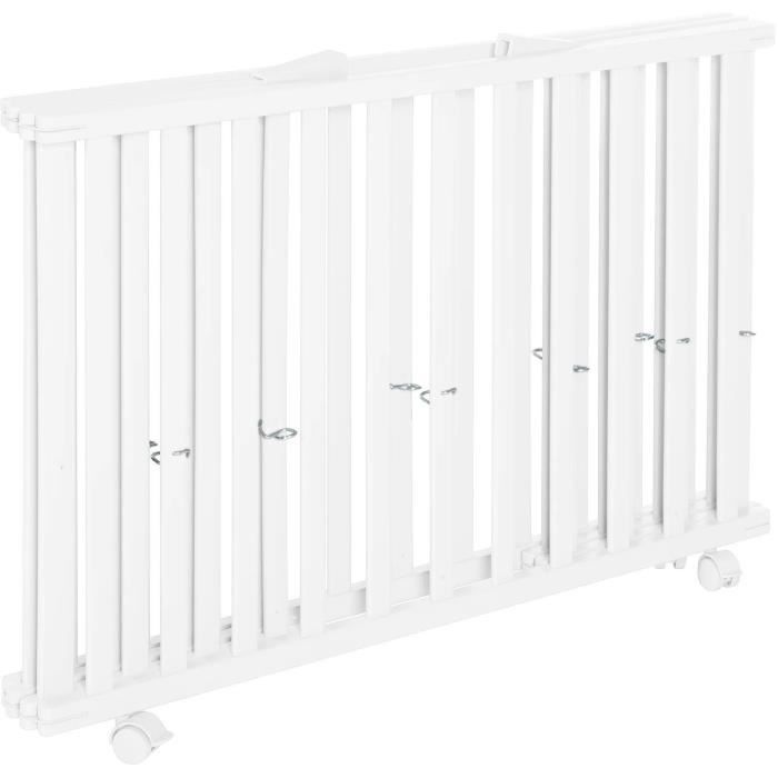 Parc bébé pliable - ROBA - LITTLE STARS - 75 x 100 cm - Réglable en hauteur - 4 Roues freinées - Bois Laqué Blanc - Motif Étoile