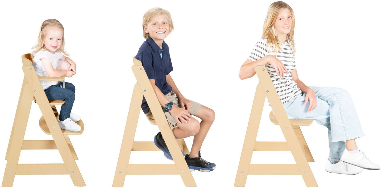 Chaise haute évolutive - ROBA - LIV UP - De 6 mois jusqu'a 70 kg - Set organisateur inclus - Bois naturel