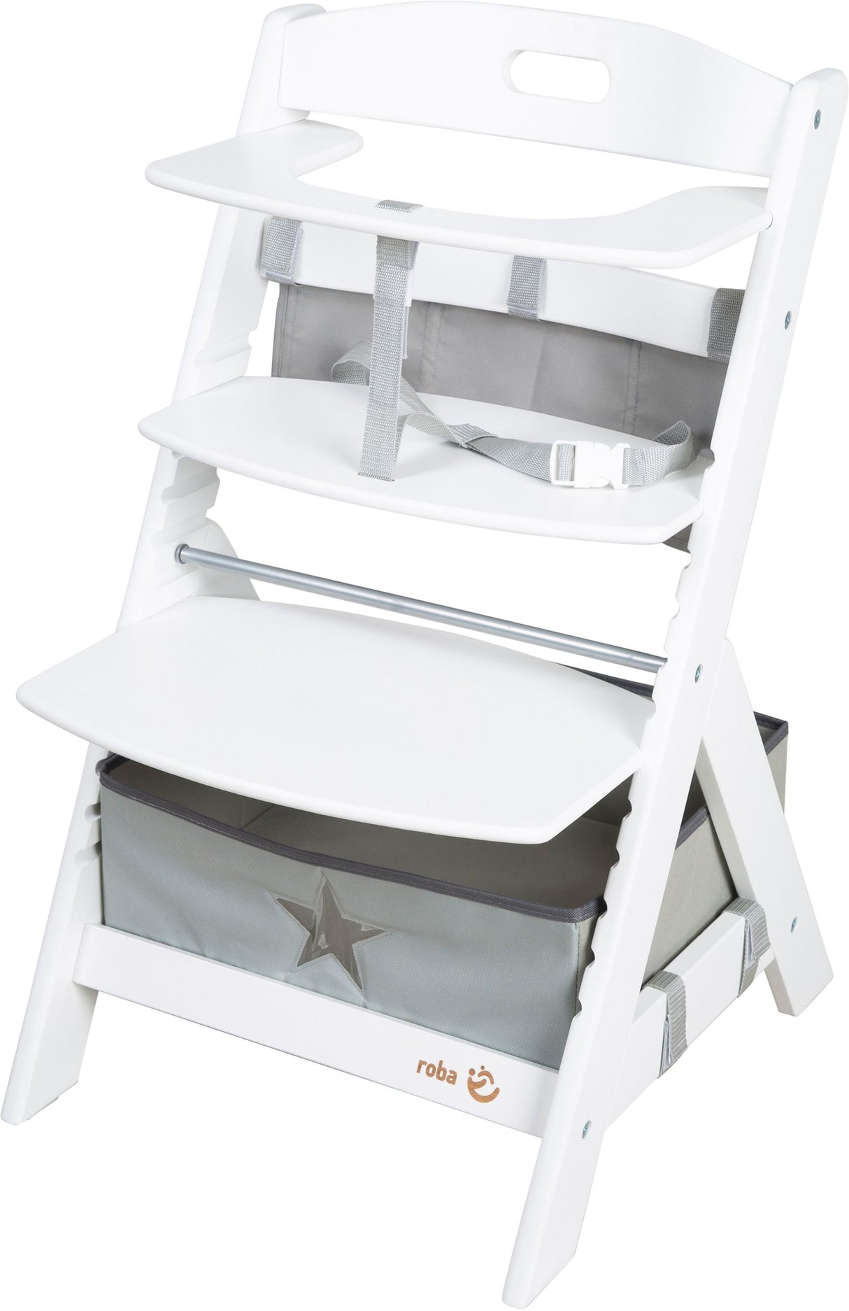 Chaise haute évolutive - ROBA - LIV UP - De 6 mois jusqu'a 70 kg - Set organisateur inclus - Blanc