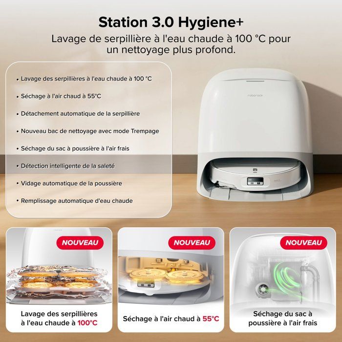 Aspirateur Robot Laveur - Roborock Qrevo Curv 2 ProX - Autonomie 180 min - 25 000 Pa - Navigation LiDAR - Collecteur 470 ml