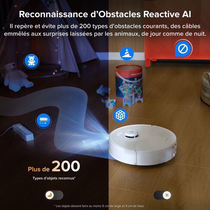 ROBOROCK Qrevo Curv 2 FlowX - Aspirateur Robot Laveur - 20.000 Pa - Nettoyage SpiraFlow - Double Anti-Enchevetrement