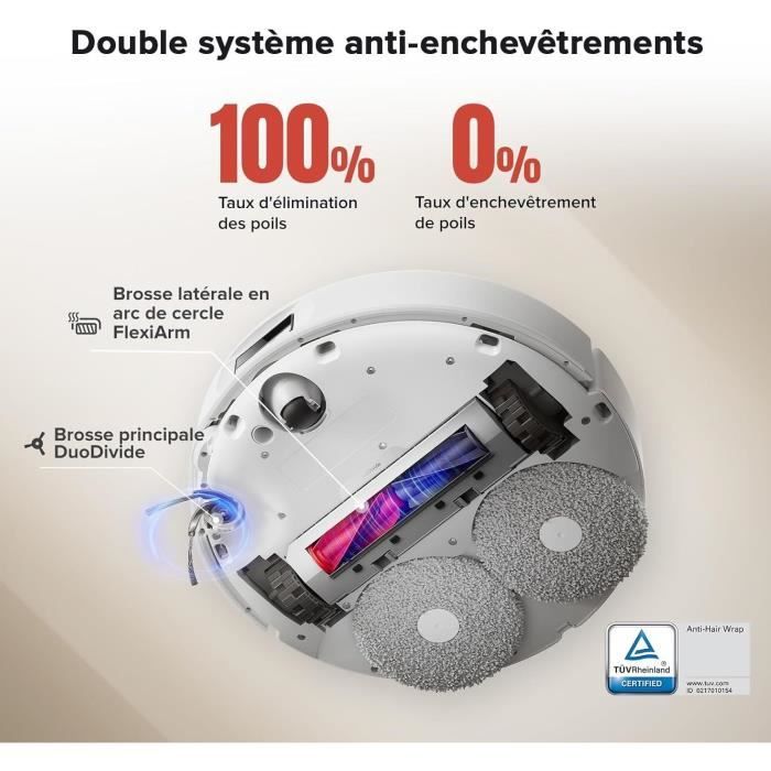 ROBOROCK QREVO CURV - Robot Aspirateur Laveur avec station multifonction 3.0 - 18500 Pa - Systeme Anti-enchevetrements