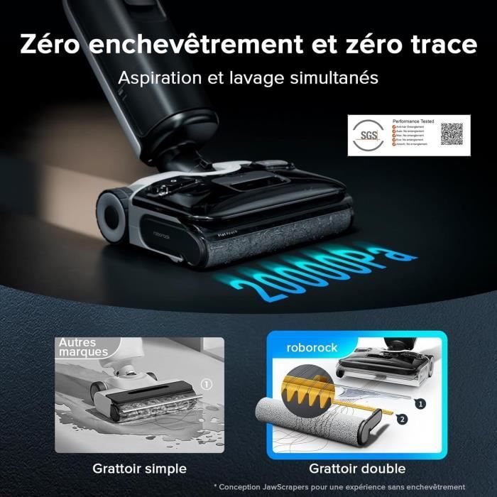 ROBOROCK F25 ACE COMBO - Aspirateur Laveur sans Fil 5-en-1 - Puissance 20 kPa - Lavage a Chaud a 90 °C - Auto-Nettoyage Automatique