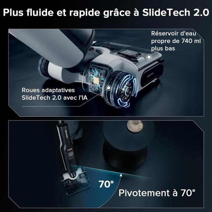 ROBOROCK F25 ACE COMBO - Aspirateur Laveur sans Fil 5-en-1 - Puissance 20 kPa - Lavage a Chaud a 90 °C - Auto-Nettoyage Automatique