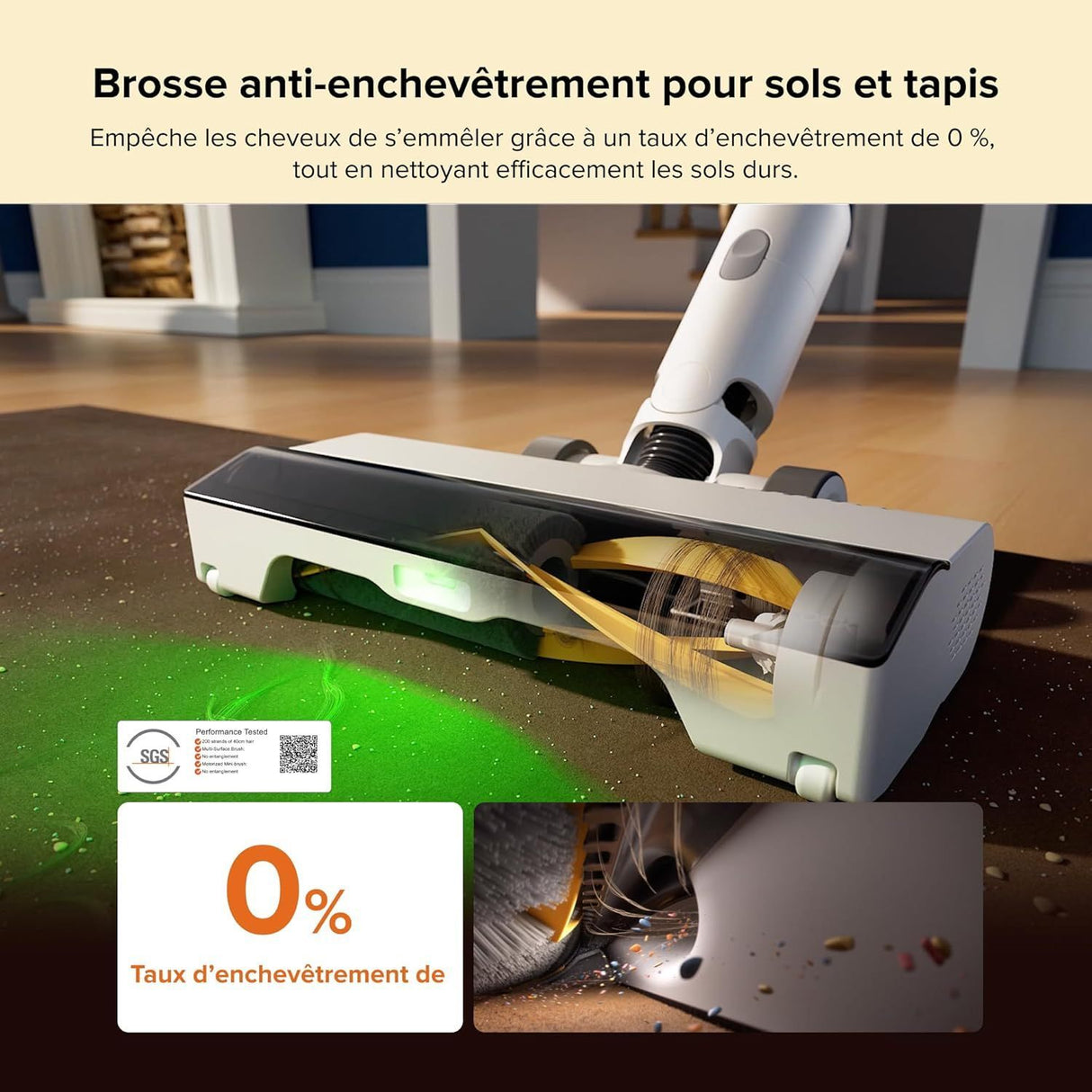 ROBOROCK H60 HUB - Aspirateur Balai sans Fil avec Station de Vidage Automatique - Batterie Amovible 60 Min - 115 AW