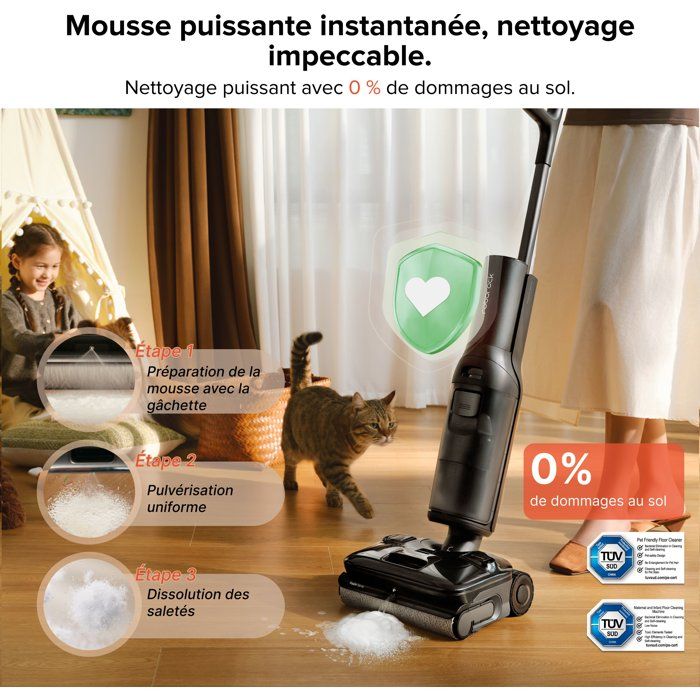 ROBOROCK F25 ACE Pro - Aspirateur Laveur sans Fil - 25000Pa - JetFoaming Anti-Taches - Brosse Anti-Emmelement - Design 180° a Plat