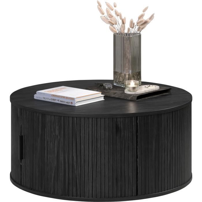 Table basse - Ronde - En MDF - Noir - Essentiel - Diametre 80 cm Hauteur 36 cm - RONIN