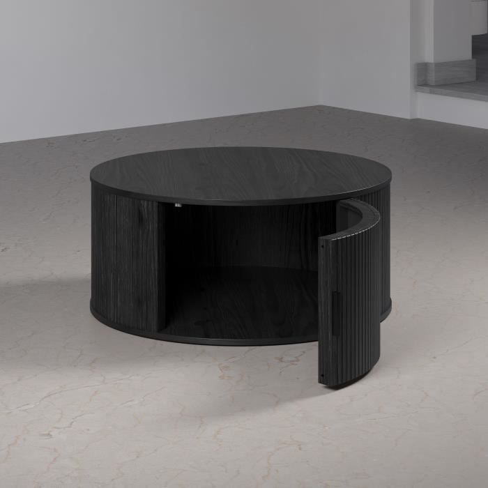 Table basse - Ronde - En MDF - Noir - Essentiel - Diametre 80 cm Hauteur 36 cm - RONIN
