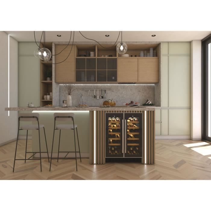 Cave a vin de vieillissement encastrable - ROSIERES - RWCB 60DF/N - 38 bouteilles - Classe G - Deux zones de tempÈrature - Tactiles