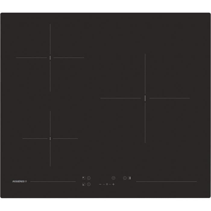 Table de cuisson vitrocéramique - ROSIERES - 3 feux - 5500 W - Commandes tactiles - 59 x 52 cm - RKD73CT