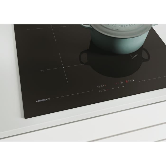 Table de cuisson vitrocéramique - ROSIERES - 3 feux - 5500 W - Commandes tactiles - 59 x 52 cm - RKD73CT
