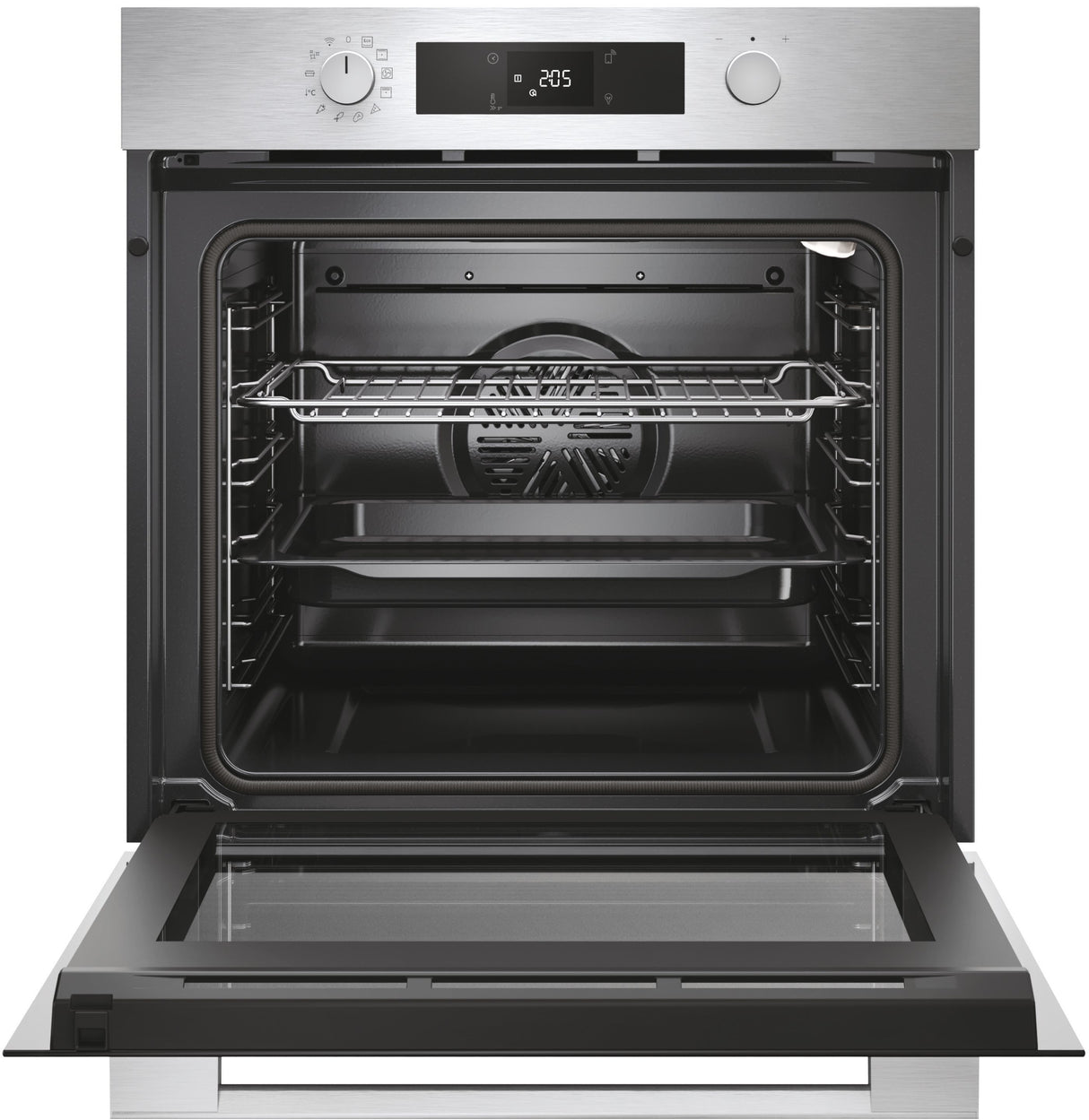 Four encastrable - Pyrolyse + Hydrolyse - ROSIERES - RO6 C5AB3EYTX - Inox / Noir - Porte froide - 59,5 x 56,8 x 59,5 cm