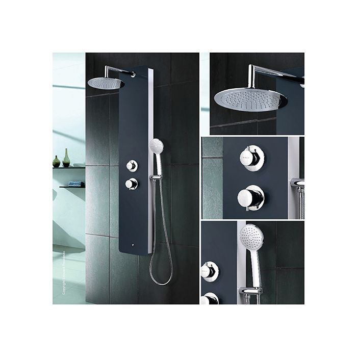 Edouard Rousseau - Colonne de douche avec robinetterie ERIS - Gris Anthracite