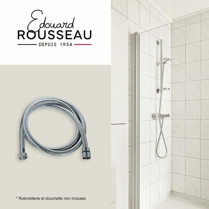 Flexible de douche - ROUSSEAU - Écrous métal anti-torsion - Pression 1 bar - Longueur 1m75 - Inox chromé double agrafage