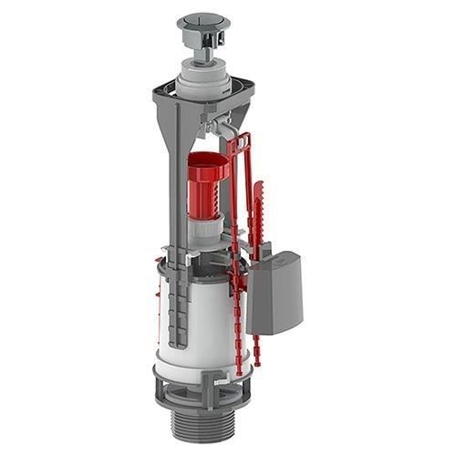 Kit mécanisme de chasse d'eau a bouton poussoir - ROUSSEAU - Certifié NF - Réglable - Compatible double débit - Finition chromée