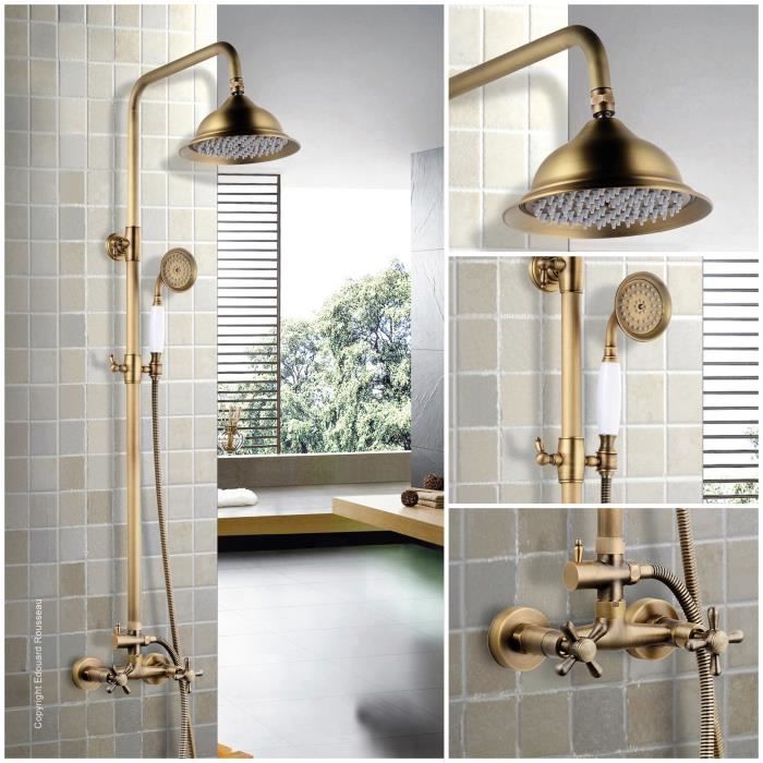 ROUSSEAU Colonne de douche avec robinet mÈlangeur Retro - Vieux-bronze