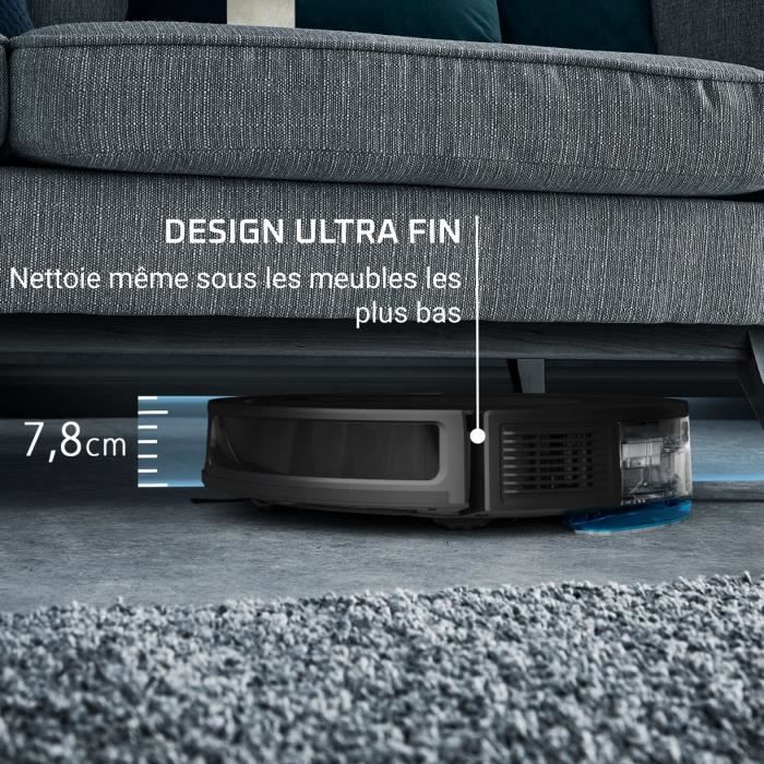 ROWENTA X-PLORER Serie 65 Robot aspirateur laveur, Technologie laser, Nettoyage mÈthodique, Design ultra fin RR8L65WH