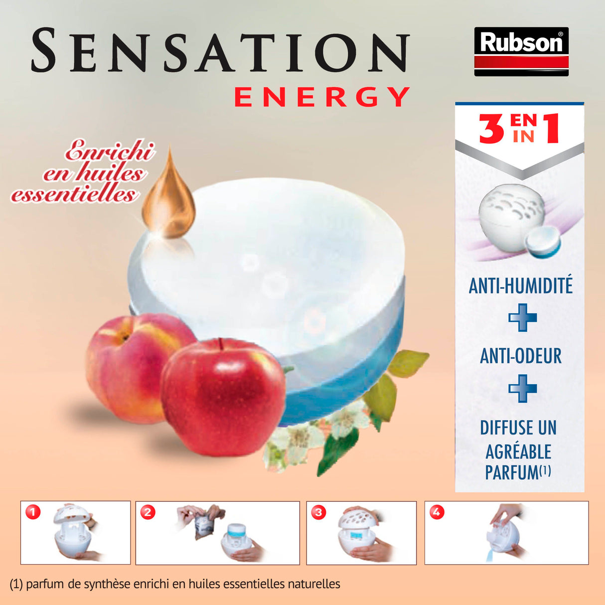 RUBSON Recharge SENSATION 3en1 Aroma Energy Fruit Lot de 2 recharges