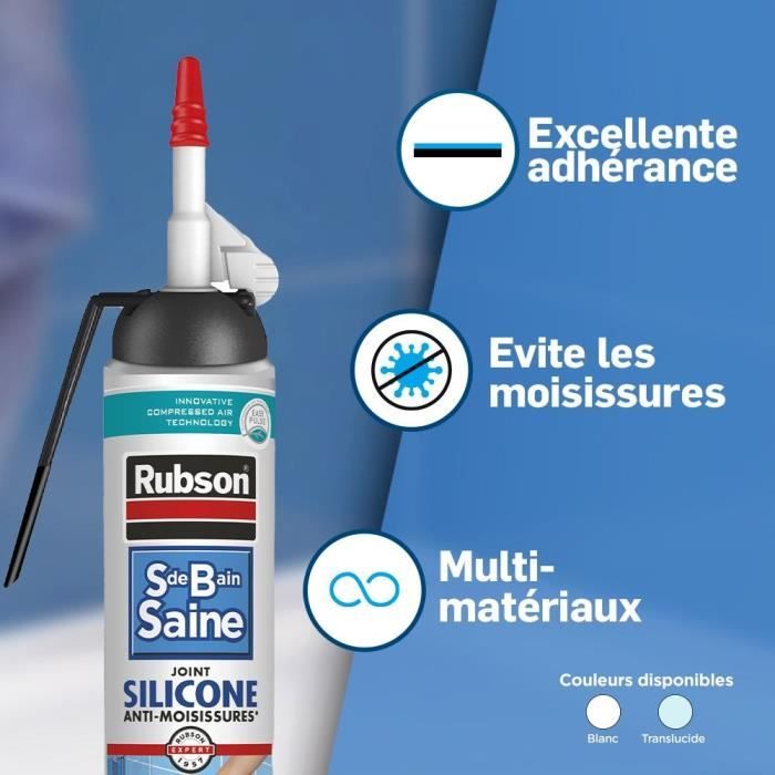 Mastic sanitaires - RUBSON - 2683038 - Joint - Facile - Salle de bain Saine - Mastic - Blanc - 200ml