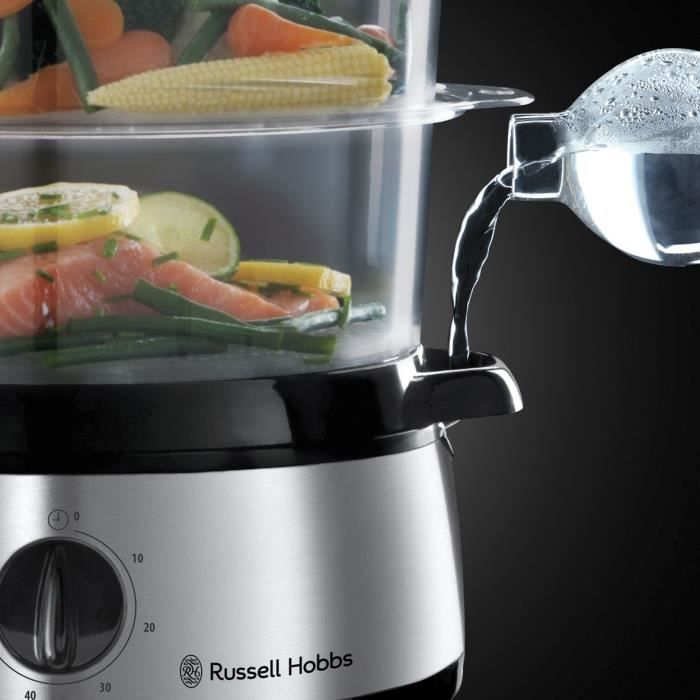 Cuiseur Vapeur 9L - Russell Hobbs 19270-56 - Programmable Minuteur, Cuiseur LÈgumes, Riz, oeufs - Accessoires Inclus