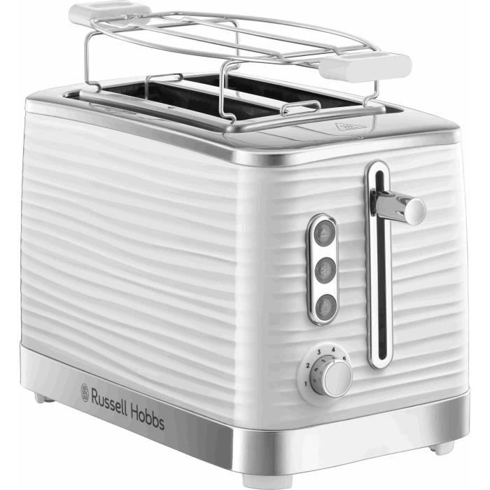 Grille-Pain - RUSSELL HOBBS - Inspire Blanc - 1050 W - Fentes extra larges - Technologie Lift'n Look, rÈchauffage, dÈcongÈlation