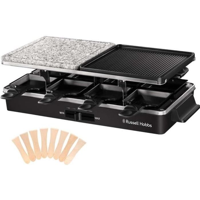Appareil a raclette RUSSELL HOBBS - 26280-56 - Jusqu'a 8 personnes - Pierre de Cuisson - Grill Réversible - 1400W