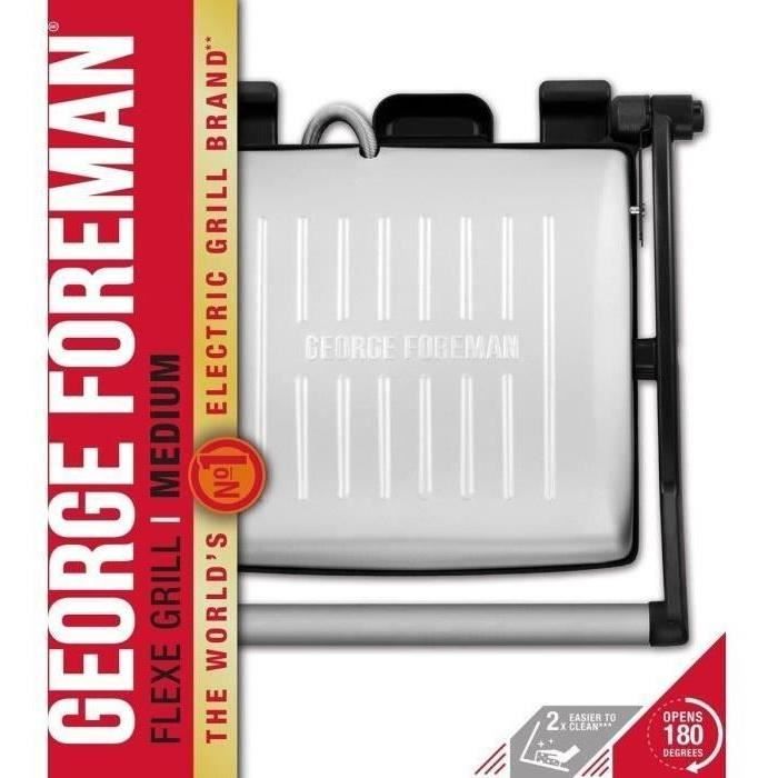 Grill électrique GEORGE FOREMAN - Ouverture 180°C - Plaques antiadhésives - 1800W