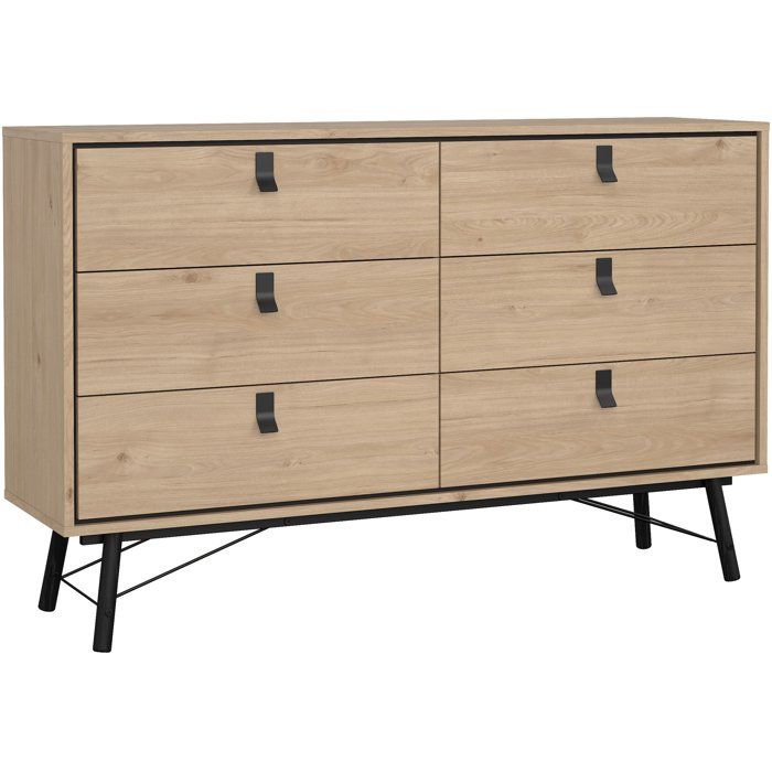 Commode RY - 6 Tiroirs - Décor Chene - L150,3 x P40,1 x H94,8 cm