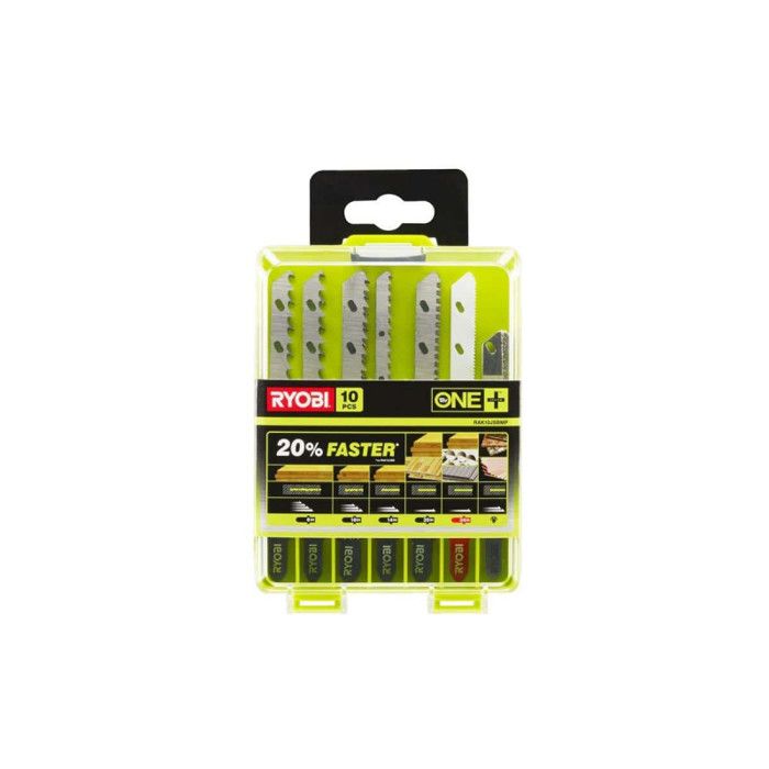 RYOBI - Coffret 10 lames scie sauteuse sans fil ONE+ bois - métal - plastique - granit - carrelage - RAK10JSBMP