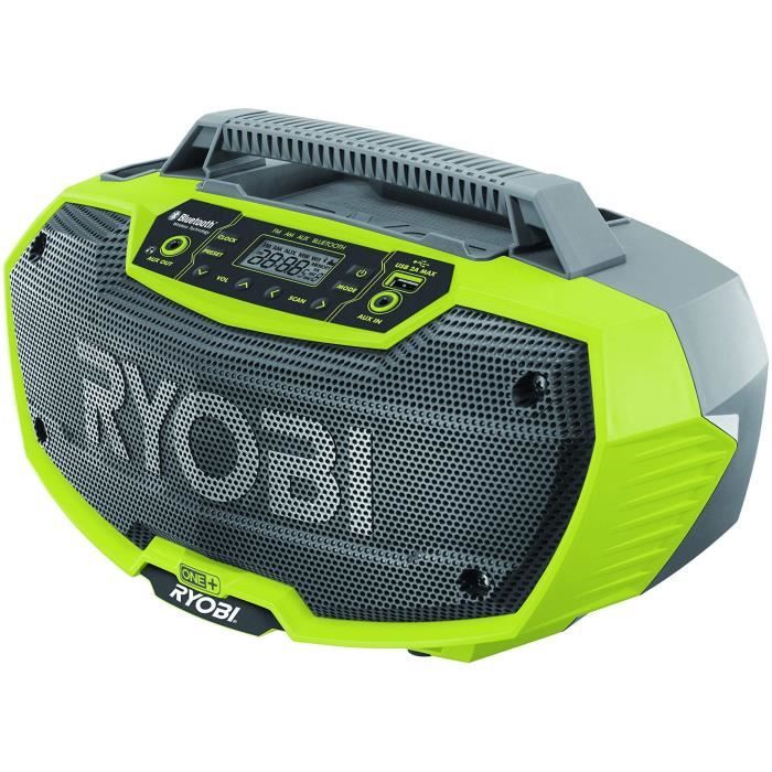 RYOBI - Radio de chantier 18V ONE+ stéréo Bluetooth AM/FM - port de charge USB - R18RH-0
