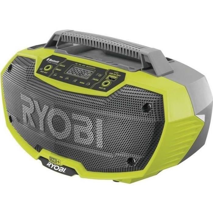 RYOBI - Radio de chantier 18V ONE+ stéréo Bluetooth AM/FM - port de charge USB - R18RH-0