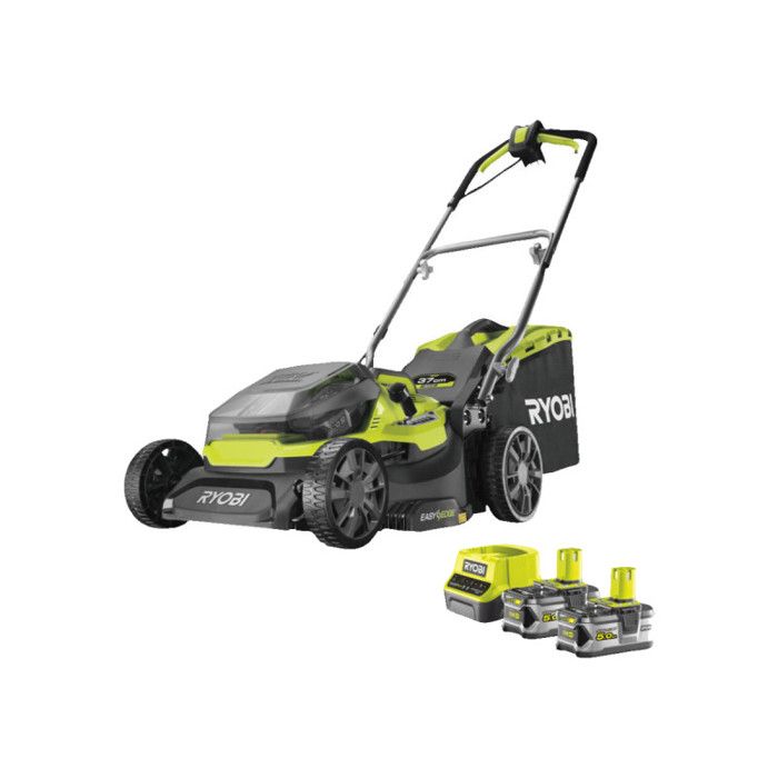 RYOBI - Tondeuse poussée HYBRIDE 36V (alimentation par 2 batteries ONE+) - coupe 37 cm + 2 batteries 5 Ah & charg. - RY18LMH37A-250